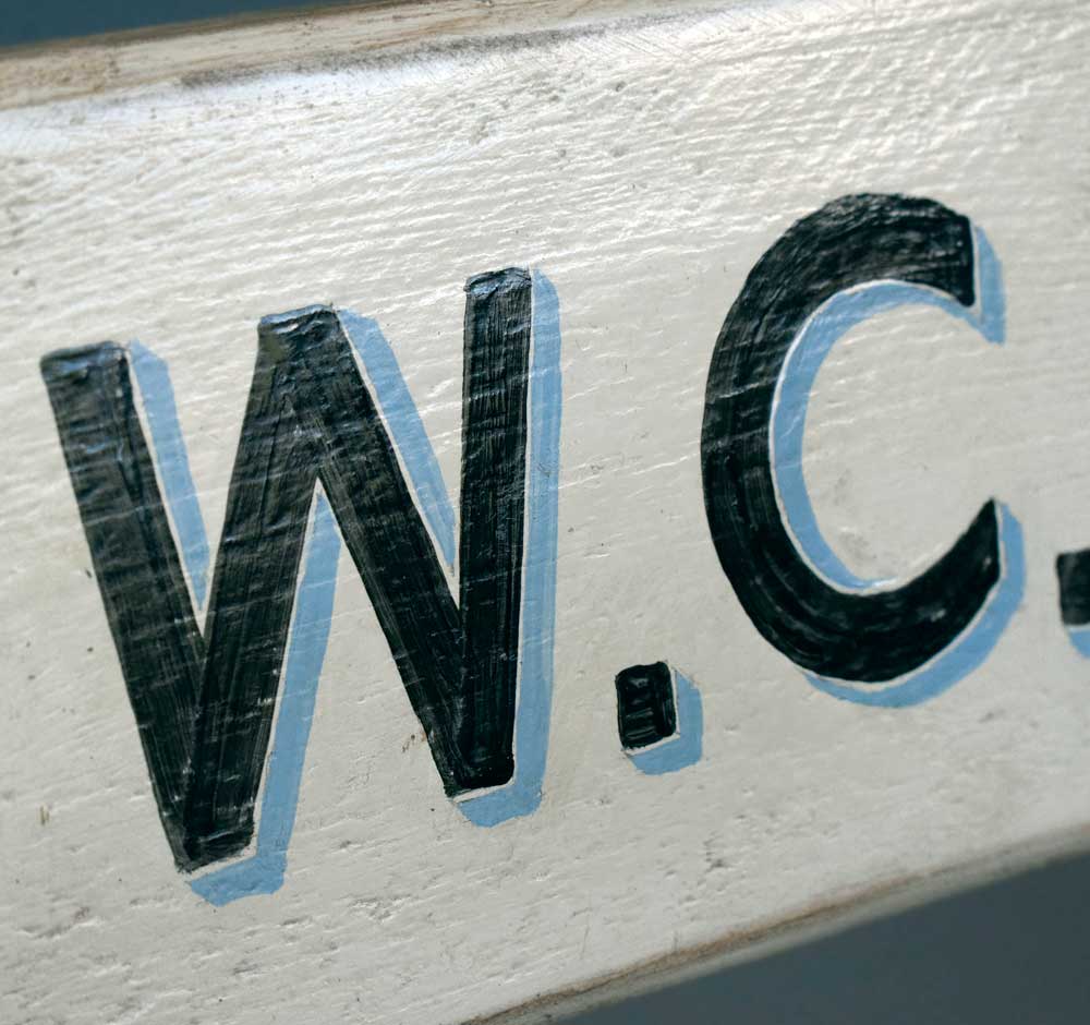 Painted Wooden W.C. Sign