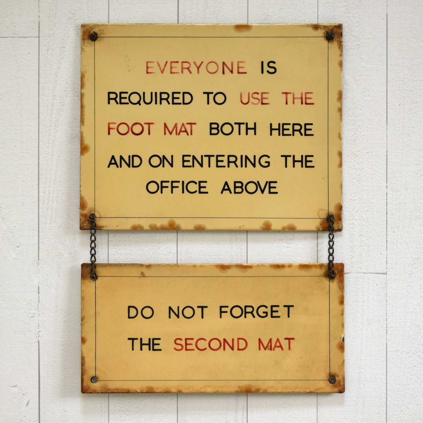Tin Office Foot Mat Sign