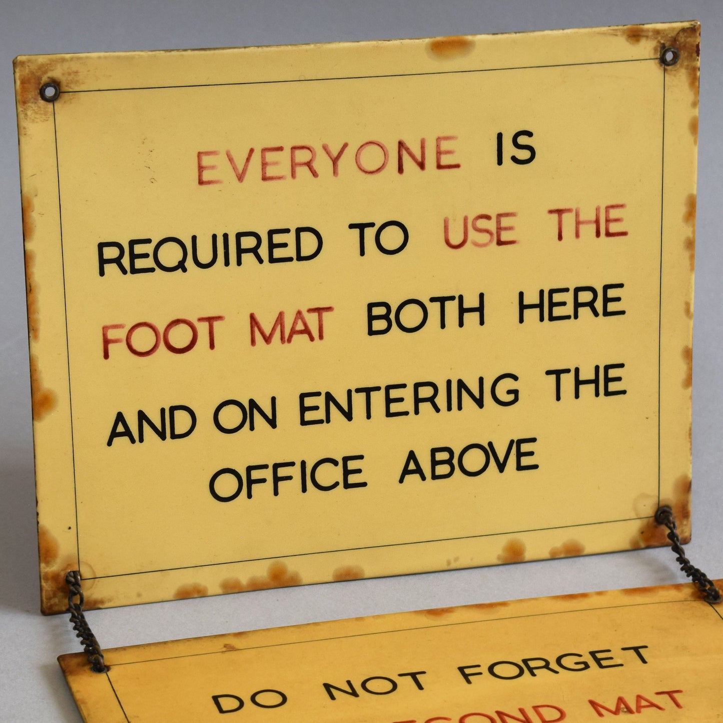 Tin Office Foot Mat Sign