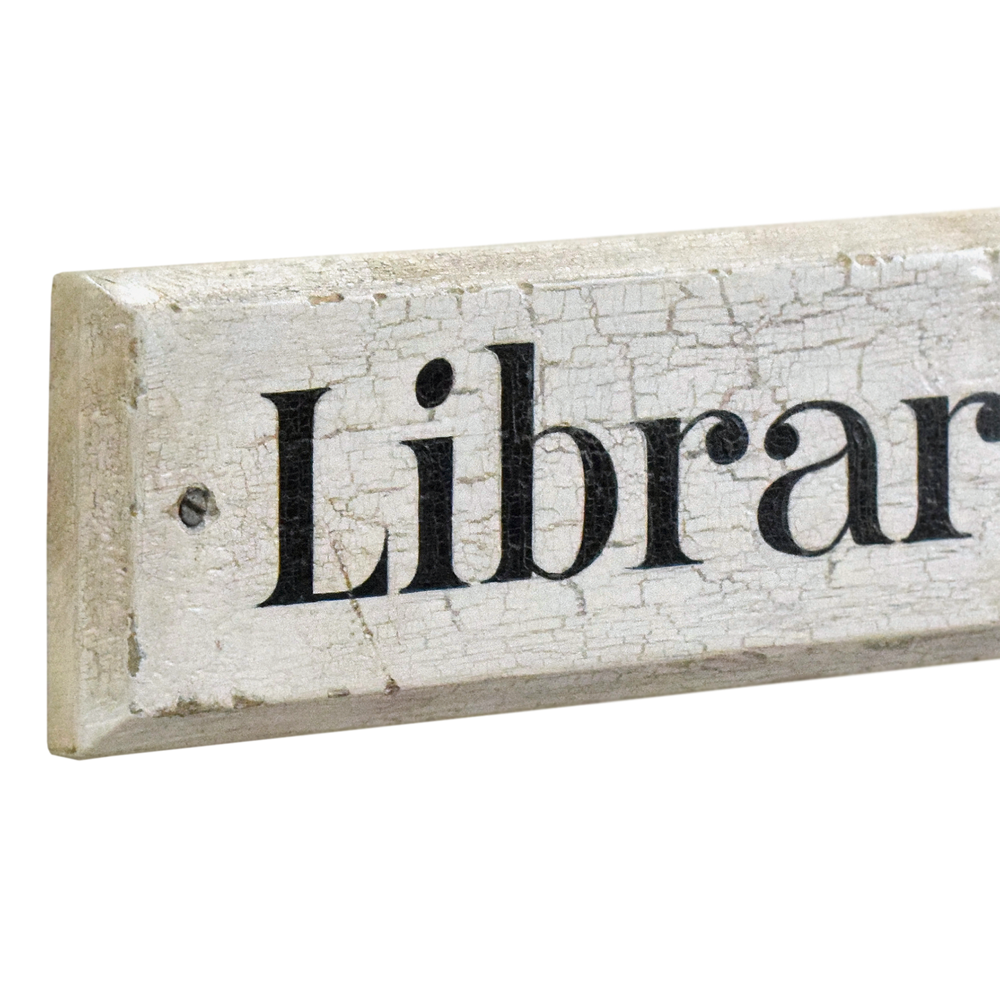 Painted Wooden Door Sign: Library