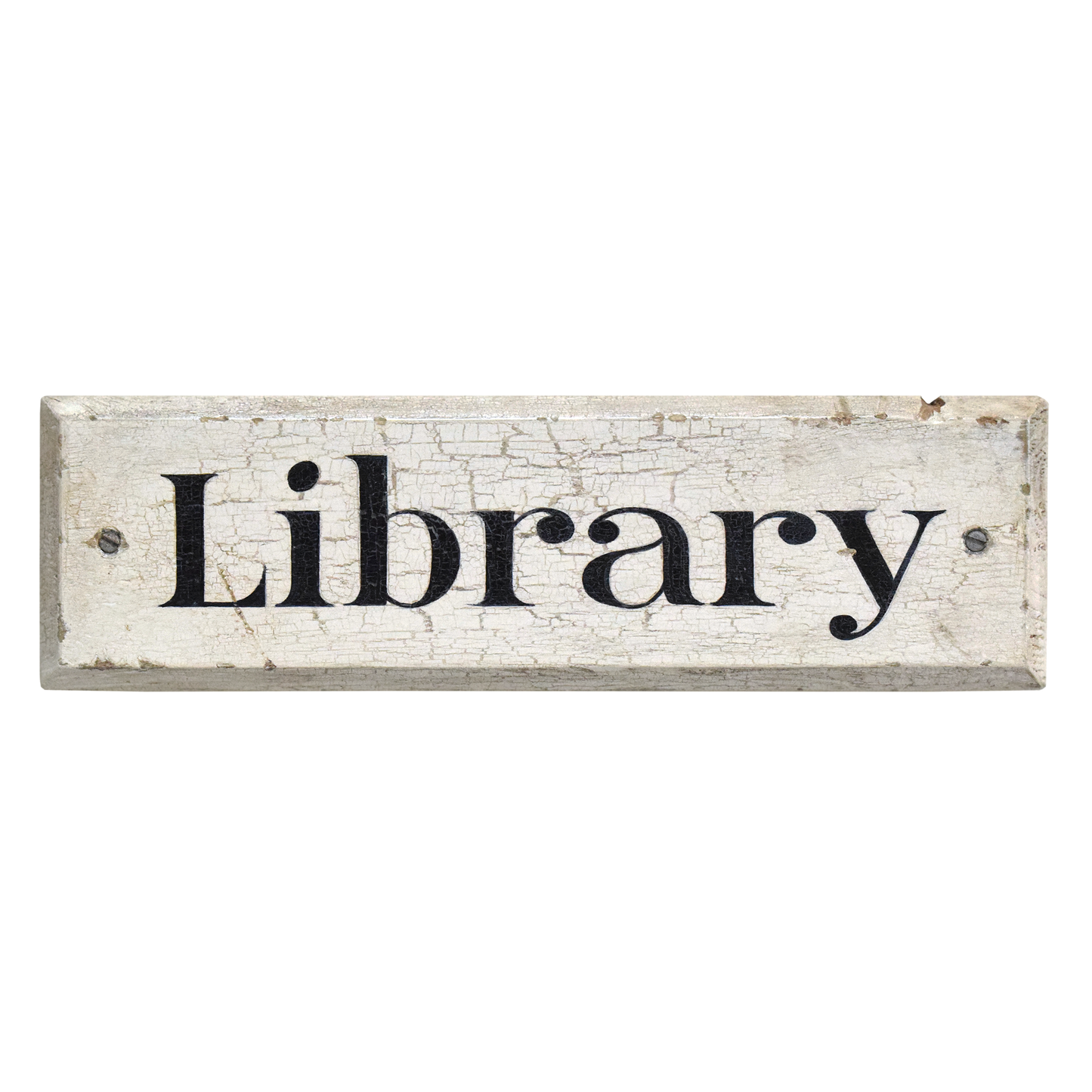 Black & White Vintage Wooden Door Sign: Library