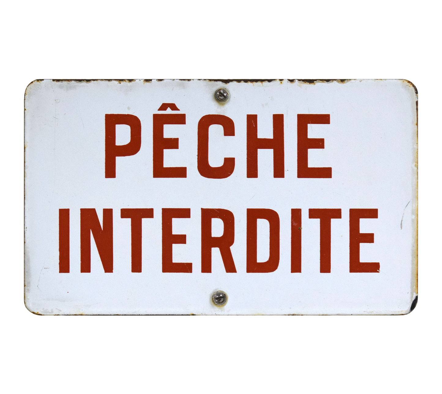 Vintage French Enamel Sign: No Fishing