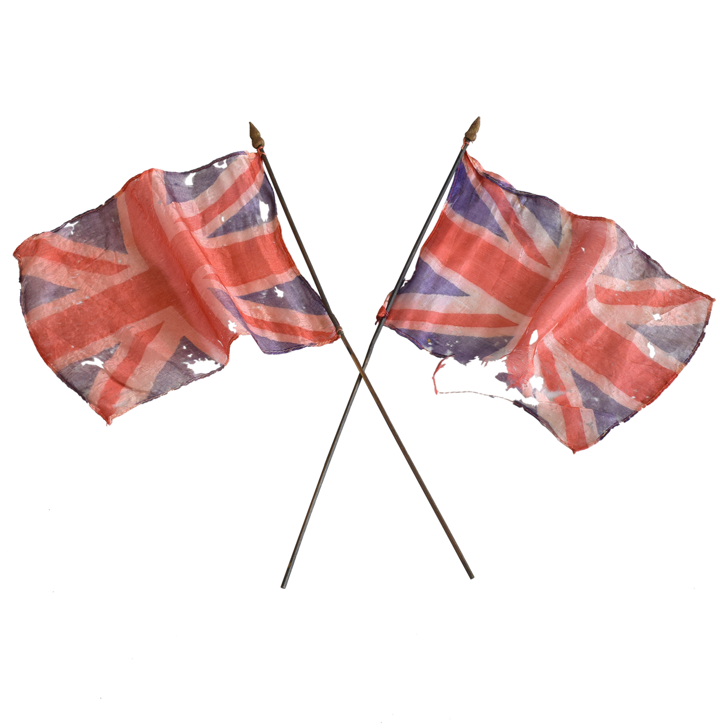 Pair of Mounted Silk Union Jack Flags
