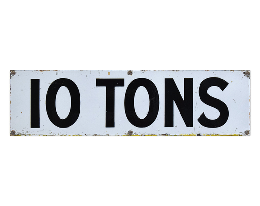 Vintge Enamel Industrial Crane Sign: 10 Tons