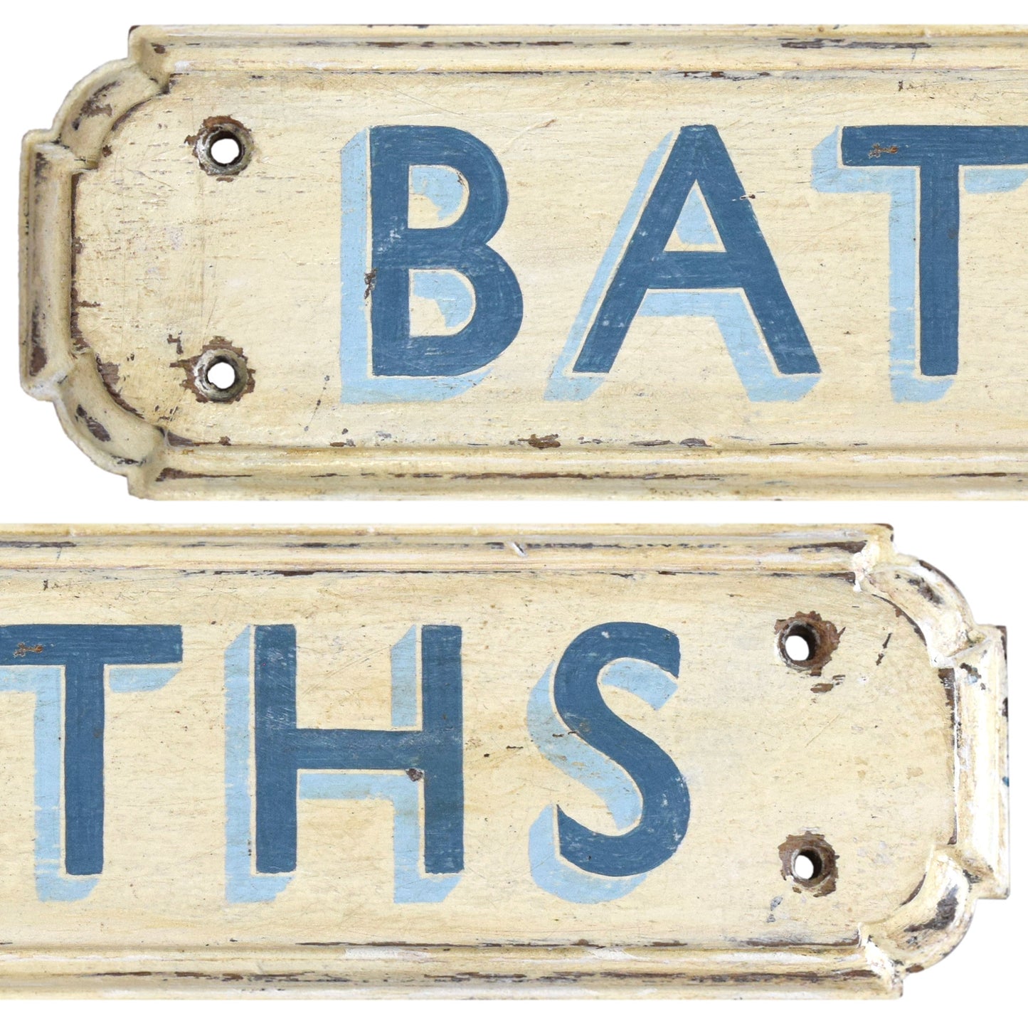 Painted Wooden Door Sign: Baths