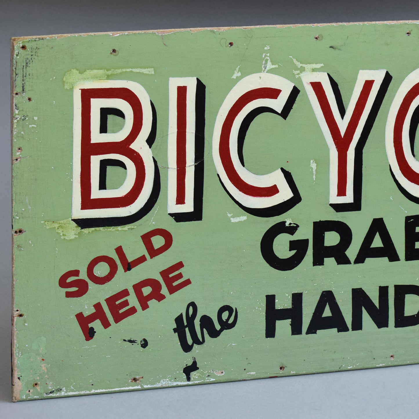 Painted Wooden Advertising Sign: Bicycles