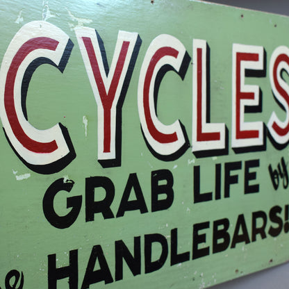 Painted Wooden Advertising Sign: Bicycles