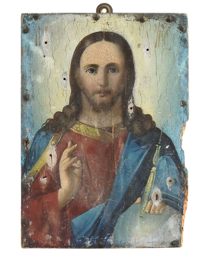 Antique Painted Wooden Icon