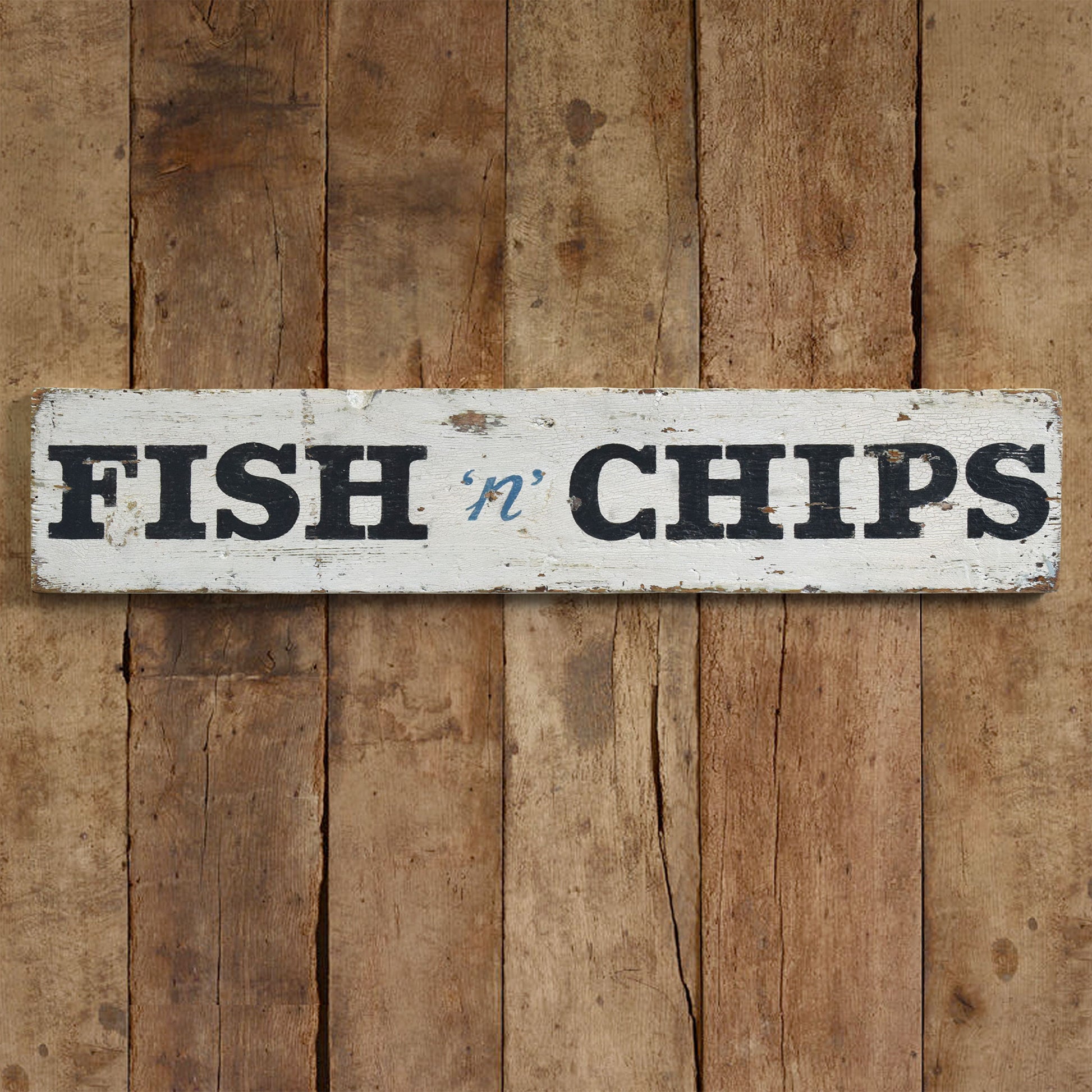 Fish & Chips Vintage Wooden Shop Front Sign