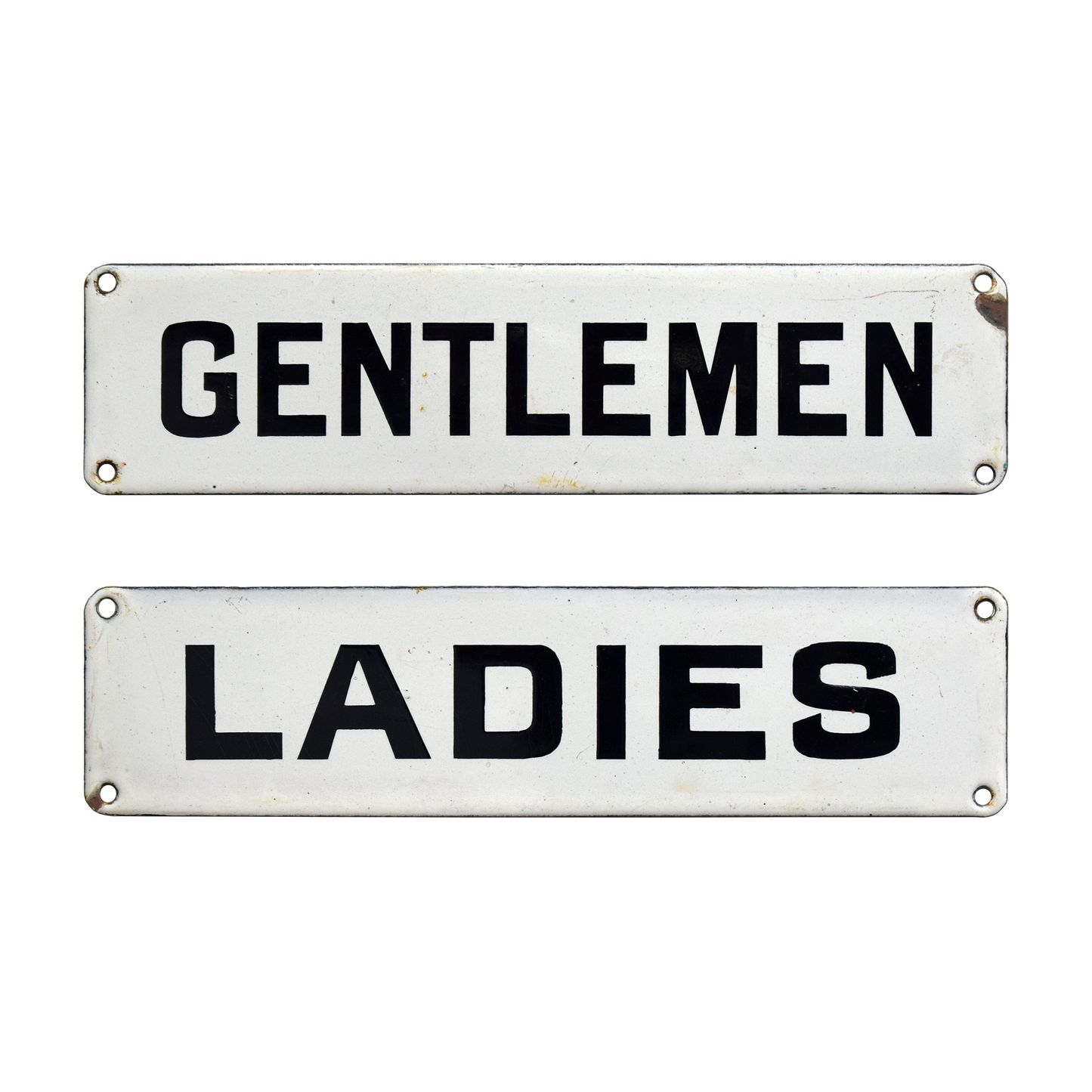 Pair of Early-1900s Enamel Bathroom Signs