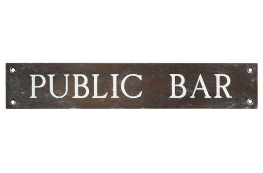 Enamel And Brass Public Bar Sign
