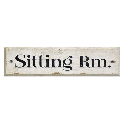 Black & White Vintage Wooden Door Sign: Sitting Room