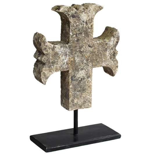 Antique Mounted French Stone Crucifix