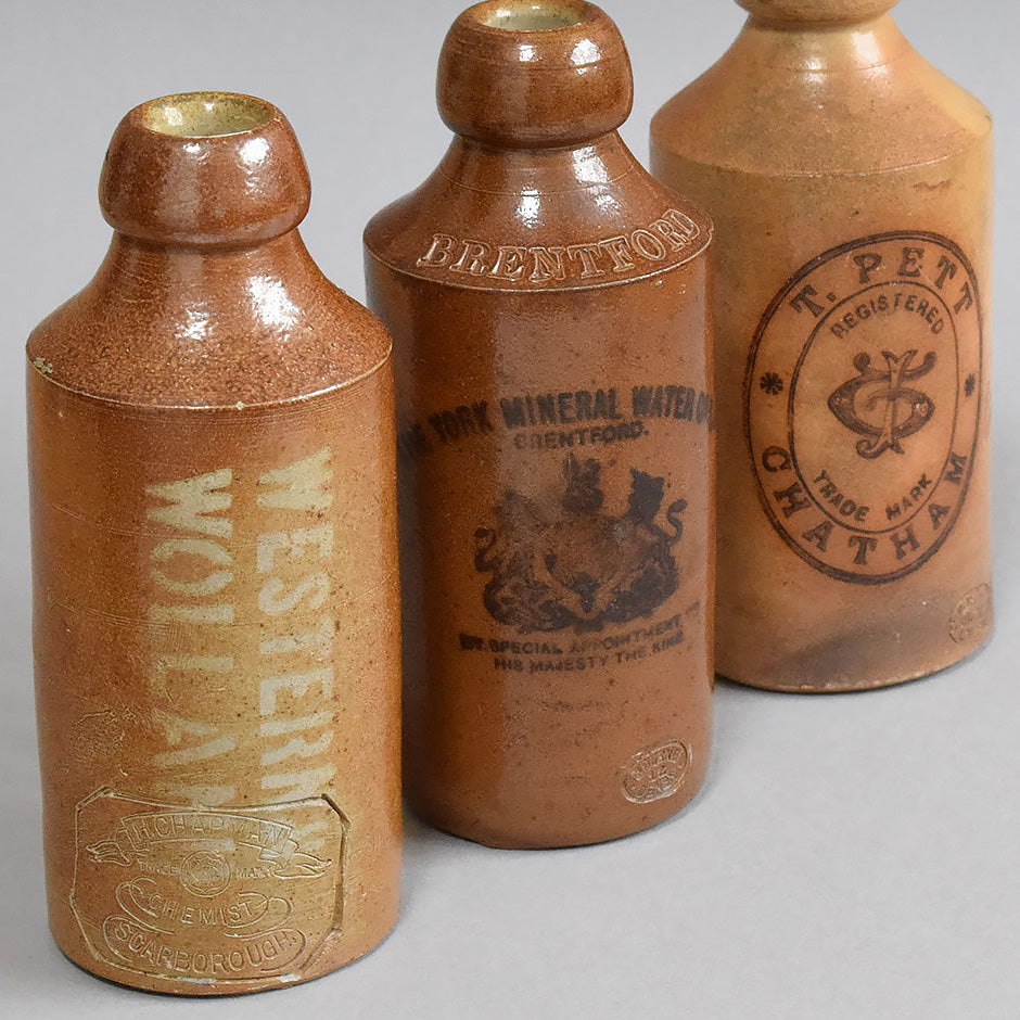 Antique Stoneware Bottle Trio