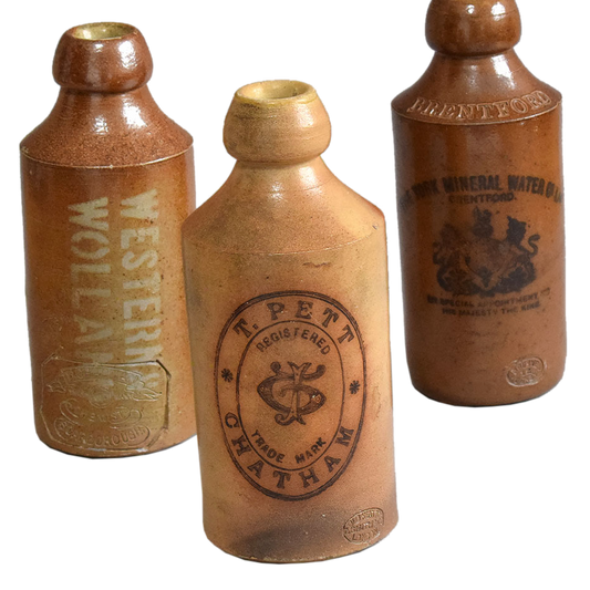 Antique stoneware ginger beer bottles