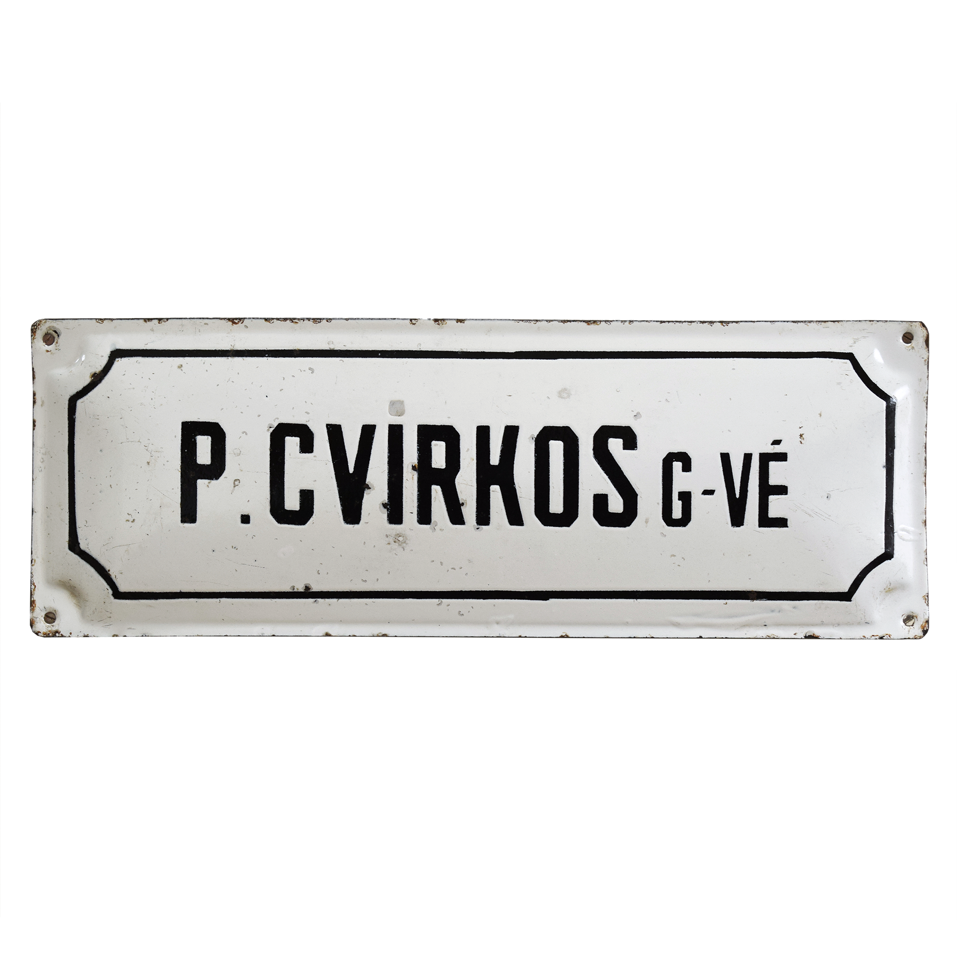 Vintage Early-1900s Lithuanian Enamel Street Sign