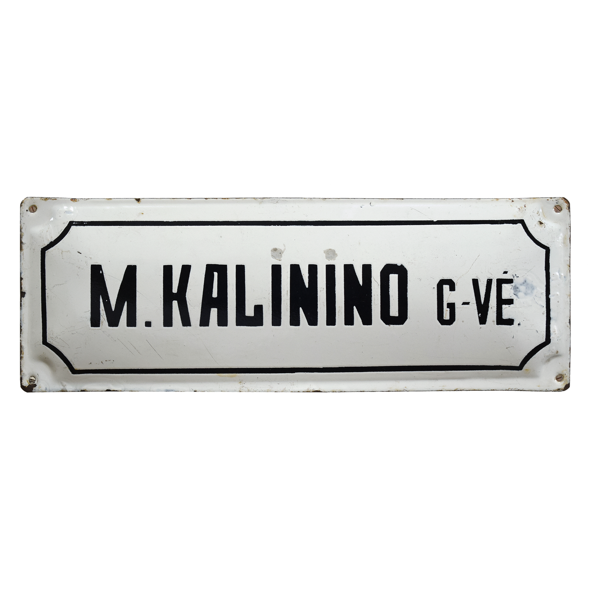 Vintage Early-1900s Lithuanian Enamel Street Sign