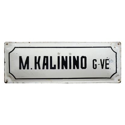 Vintage Early-1900s Lithuanian Enamel Street Sign