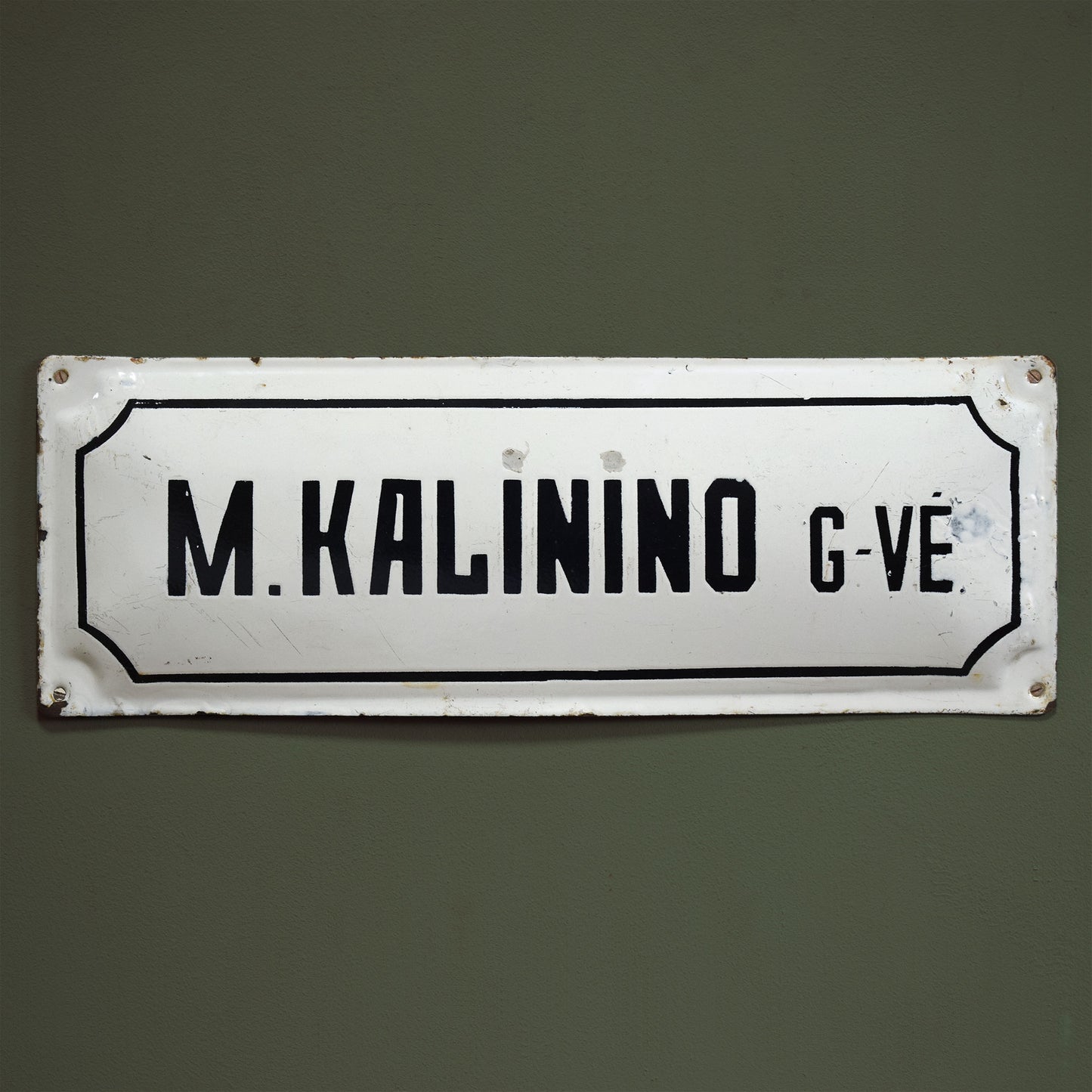 Vintage Early-1900s Lithuanian Enamel Street Sign