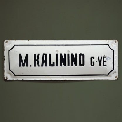 Vintage Early-1900s Lithuanian Enamel Street Sign