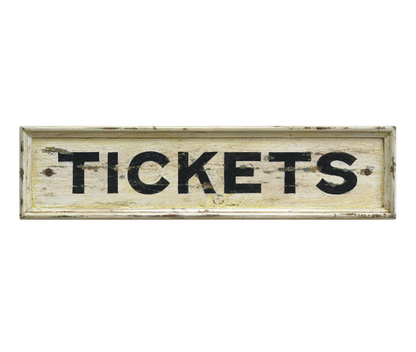 Vintage Wooden Train Station Sign: Tickets