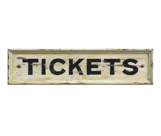 Vintage Wooden Train Station Sign: Tickets