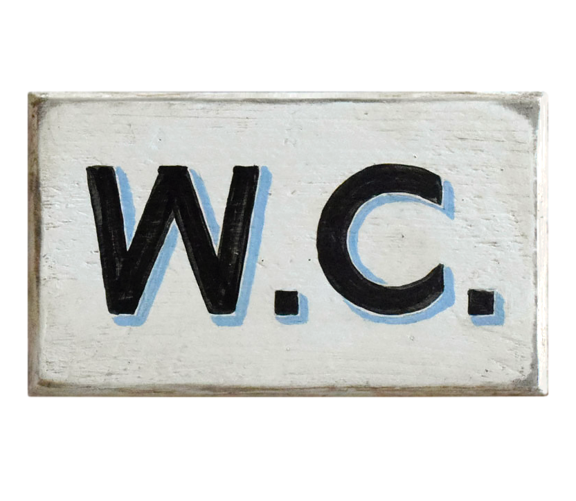 Painted Wooden W.C. Sign